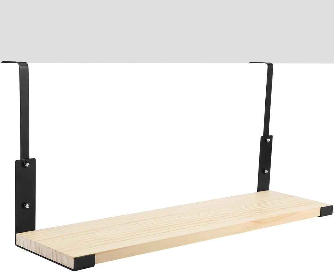 DoubleFill Office Cubicle Shelf 24" Wood Hanging Cubicle Storage Organizer File Hanging Shelf Accessories Storage Organizer Bookshelf with Hooks for Home Desk