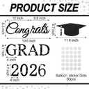 Congrats Grad Decal Sign for Balloon Arch Backdrop Glitter Felt Congrats Grad 2026 Letter Sign Graduation Banner Decal Sticker for Party Balloon Arch Backdrop Decorations for Graduation Party(Black)