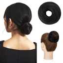 Hairro Human Hair Bun Messy Bun Hair Piece Scrunchies Real Hair Updo Hairpieces Donut Chignon Wrap On Instant Up-do with Elastic Rubber Band Easy Bun For Women 1PC 23g #01 Dark Black