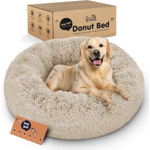 Donut Dog Bed - Premium Comfort for Anxiety Relief - Fluffy & Calming Design with Ultra-Plush Support | Cozy Round Dog Bed with Super Soft Circle Style (Beige, X-Large)
