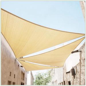 ColourTree 20' x 20' x 20' Beige Triangle TAPT20 Sun Shade Sail Canopy Mesh Fabric UV Block UPF50 - Commercial Heavy Duty - 190 GSM 