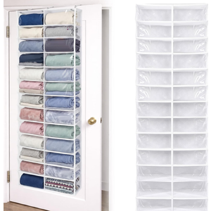 Over The Door Hoodie Organizer 26 Pocket Organizer, White
Clear Sweatshirt Organizer, 3 Hooks, Hanging Sweatshirt Hoodie Rack Holder, Cabinet Behind Door, Dormitory Bedroom Closet
