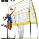 Volleyball Training Net System,7 Adjustable Heights Practice Equipment Net Station,Improve Volleyball Serve&Spike Skills with Ball Return, Portable &Easy Setup for Backyard Individual &Team Practice