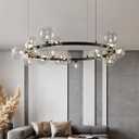 Mid Century Glass Pendant Light, 41.3" Large Modern Chandelier Sputnik Chandeliers, Modern Flush Mount Ceiling Light Fixture, Farmhouse Lighting for Dining Room Living Room Bedroom Kitchen, 24-Lights
