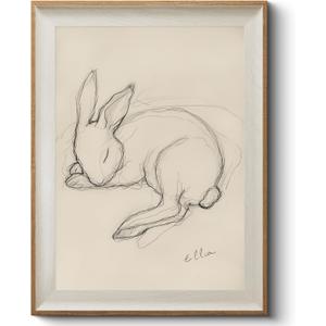 HUARCEY Rustic Frame Canvas Wall Art Minimalist Rabbit Sketch, Easter Bunny Line Drawing Farmhouse Animals Illustration Print Wall Decor for Nursery Bedroom Living Room 12"16"
