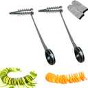 2 Pcs Stainless Steel Spiral Slicers, Portable Manual Cutter, Piranha Spiral Cutter Tool for Melon Fruit Potato Cucumber Carrot Vegetables Kitchen Accessories Tool