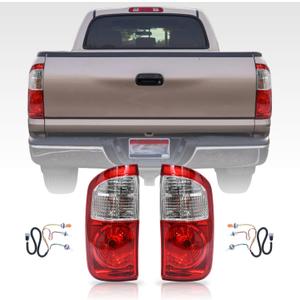 Tail Light Assembly Compatible with 2004-2006 Toyota Tundra Double Cab Tail lights Rear Brake Lamp with Bulbs and Wiring Harness, Passenger and Driver Side