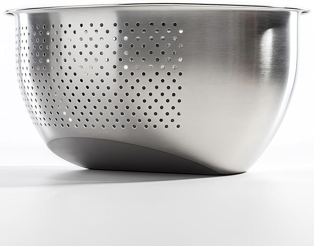 Rice Washer Strainer Bowl, Stainless Steel Quinoa Washing Bowl With Side Drainers Colander for Cleaning Rinsing Fruits, Vegetables, and Beans - Versatile Kitchen Tool (3 QT)
