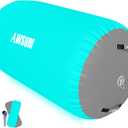 AWSUM Air Roller Gymnastics Barrel Inflatable Tumbling Mat Back Handspring Trainer for Octagon Mat Gym Home Gymnastics Equipment 1PCSNo Electric Pump ((L)39.4"x(Diam)23.6"-No pump, Mint Green/Grey)