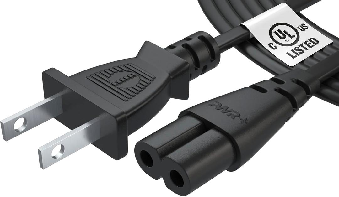 Pwr AC Cable Replacement Power Cord 2 Prong 6 Feet (Black)