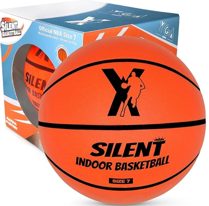Silent Basketball Size 7 (29.5"), Soft Foam Indoor Basketball for Quiet Dribbling and Training, Grooved Airless Pro PU Foam Ball, Soundless Indoor Activities