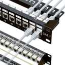 iwillink 10Gbps Cat7 Patch Panel 24 Port, RJ45 Through Coupler 1U Shielded Patch Panel STP 19-Inch with Back Bar, Wallmount or Rackmount, Compatible with Cat7, Cat6A, Cat6, Cat5e, Cabling