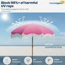 7ft Patio Umbrella with Fringe, Boho Beach Umbrellas, Outdoor Tassels Umbrellas with Push Button Tilt & Carrying Bag, 8 Windproof Fiberglass Ribs, UPF50+