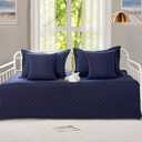 Feyocn 5-Piece Daybed Cover Set Navy Blue Twin Cozy Daybed Bedding Sets for All Season Lightweight Daybed Comforter Bedspread, Geometric Print Day Bed Cover for Twin Bed with 4 Pillow Shams, 39"x75"