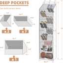 STORAGE MANIAC Over the Door Shoe Organizer with Curtain Dustproof Heavy-Duty Large Deep Pocket Hanging Shoe Organizer for Closet Dorm & Narrow Door Storage Shoe Holder Shoe Rack, 9-Shelf Beige 1 Pack