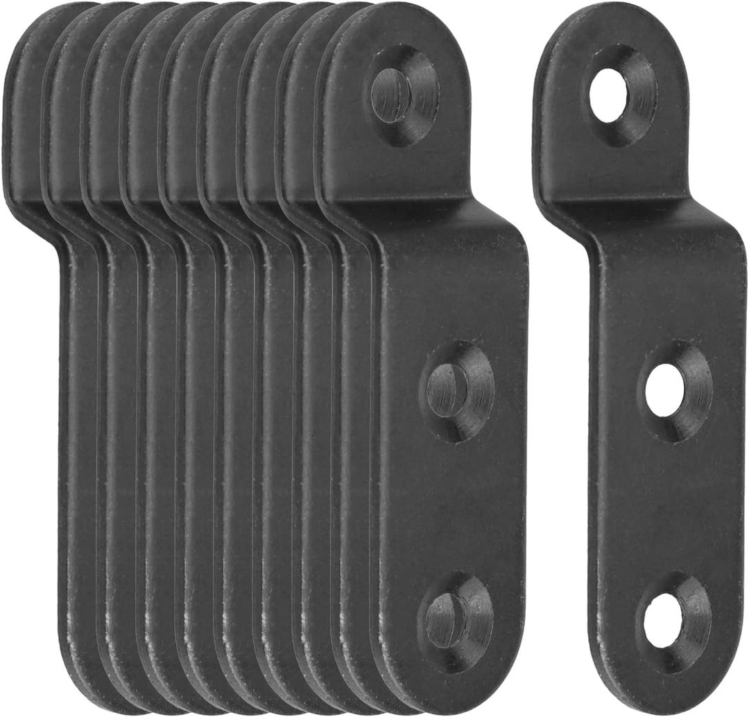 Mewutal 10pcs Z Brackets 1-3/4" Z-Shape Door Lock Brackets Black Double Angle Door Barricade Braces Metal Post to Beam Support Holders for Furniture Bookshelf