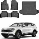 Powerty Floor Mats & Cargo Liner for 2023 2024 2025 Kia Sportage Accessories Floor Mats 2 Row Liner Set All Weather TPE 3D Floor Liners&Rear Cargo Mat (Kia Sportage 2023-2025)