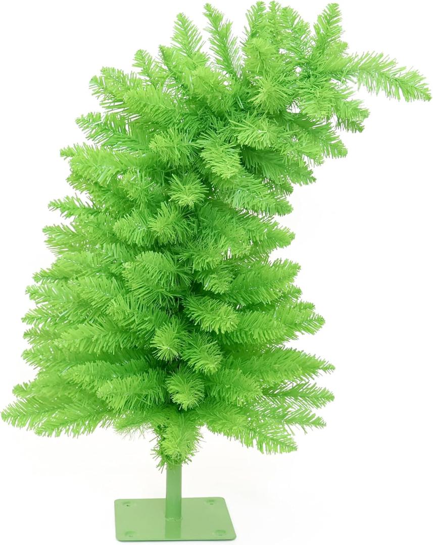 Small Christmas Tree Artificial Tabletop Whimsical Xmas Tree for Outdoor & Indoor Use 2FT (Lime Green)