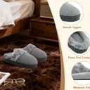 ONCAI Womam Slippers with Cushion Yoga Mat Faux Fur Lining Fuzzy Suede Warm Winter House Slippers Shoes Ladies Indoor and Outdoor Cozy Rubber Sole US Size 5-11 (Gray)