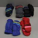 SATINIOR 5 Pairs Kids Winter Snow Mittens Gloves Waterproof Toddler Children Warm Baby Ski Gloves for Cold Weather(3-6 Years,Classic Color)