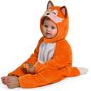 Spooktacular Creations Halloween Baby Fox Pajama, Romper Toddler Animal Costume One-piece Pajama, Zip-up Romper Hooded Jumpsuit Halloween Costume , 3T