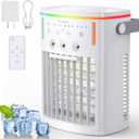 Portable Air Conditioners,Evaporative Air Cooler with 1000ML Water Tank,3 Spray Ports,3 Speeds & 3 Mist Level,7 Color Night Light,8H Timer, Personal Ac Units for Bedroom Office Camping