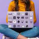 Cool Black Purple Stickers Pack 60Pcs Trendy Aesthetic Stickers for Teens Adults Vinyl Stickers for Water Bottle Laptop Guitar (Black Purple)