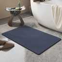 Mecko Bath Mat Rug, Rubber Non-Slip Quick Dry Absorbent Thin Bathroom Rugs Fit Under Door Bathroom Floor Mats-Shower Rug for in Front of Bathtub, Sink, Shower Room(Navy Blue,16"x24")