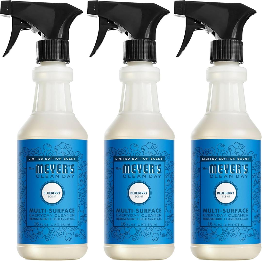 Mrs. MEYER'S CLEAN DAY Multi-Surface Everyday Cleaner, Blueberry Scent, 16 Ounce Bottles (Pack of 3)