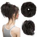 CJL HAIR Large Messy Bun Hair Piece Wavy Curly Scrunchies Synthetic Chignon Ponytail Hair Extensions Thick Updo Hairpieces for Women Black Brown
