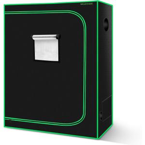 4x2 Grow Tent, 48"x24"x60'' High Reflective 600D Diamond Mylar Canvas with Observation Window and Floor Tray for Hydroponic Indoor Plant Growing
