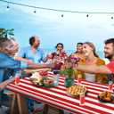 SmoothNovelty Picnic Table Cover with Bench Covers 72 x 30 Inch Waterproof Elastic Fitted Outdoor Stripe Tablecloth for 6 ft Rectangle Tables, School Camping Accessories Park(Red and White)