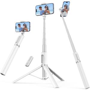 2 x SYNCWIRE 55" Selfie Stick Tripod for iPhone, 3 in 1 Extendable Phone Selfie Stick with Remote, Aluminum Travel Tripod for iPhone 17/16/15/14/13/12 Series and More Smartphones (White)