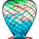 Hummingbird Feeders, 34OZ Hand Blown Glass Hummingbird Feeder for Outdoors Hanging with Ant Moat Hooks, Perfect for Gardening Yard Patio Decor Gifts (Multi-Mermaid)