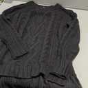 Women Cable Knit Sweater Dress Crewneck Long Sleeve Pleated Mini Dress Twofer Style Patchwork Dress (Small, Black)