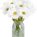 IPOPU Gerbera Daisy Artificial Flowers,20PCS White Daisy Artificial Flowers Fake Daisies for Wedding Party Office Home Decorations(White)