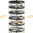EsLuker.ly Earring Holder Organizer Rotating Stud Display Tree Rack with 342 U-Slots for Women Girls, Large Adjustable 6 Tier Plastic Storage Stand with Metal Tray for Pierced Hoop Post Earring, Black
