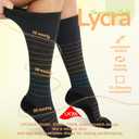 Merino Wool Compression Socks for Women Men, 15-20 mmHg Knee High Socks for Flying, Travel, Running (Black)