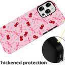 EWAIDI Magnetic Case for iPhone 16 Pro, Cute Pink Bow Cherry Print Aesthetic Trendy Pattern, Soft TPU Hard PC Case, with MagSafe for Women Girls-Cherry