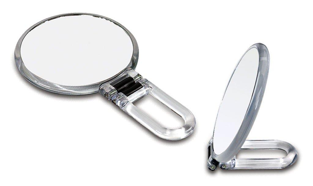 Danielle Creations 5.5-Inch Folding 2-Sided Hand Mirror, 10x Magnification, Acrylic (Clear)