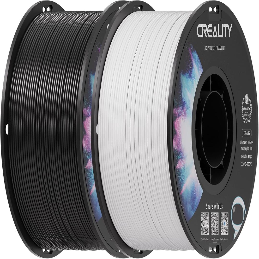 Creality 2 kg Black & White ABS Filament 1.75mm, 3D Printer Filament Bundle, Excellent Resistance, Odorless Non-Toxic, Stability, Tough (Black & White)
