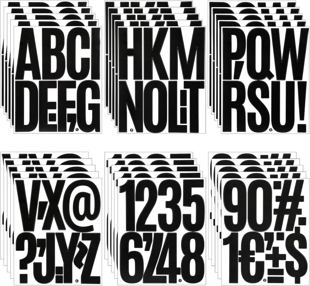 30 Sheets 5 Inch Vinyl Letters Stickers Black Large Alphabet and Number Stickers for Poster Numbers Bulletin Board Mailbox Classroom Home Decor