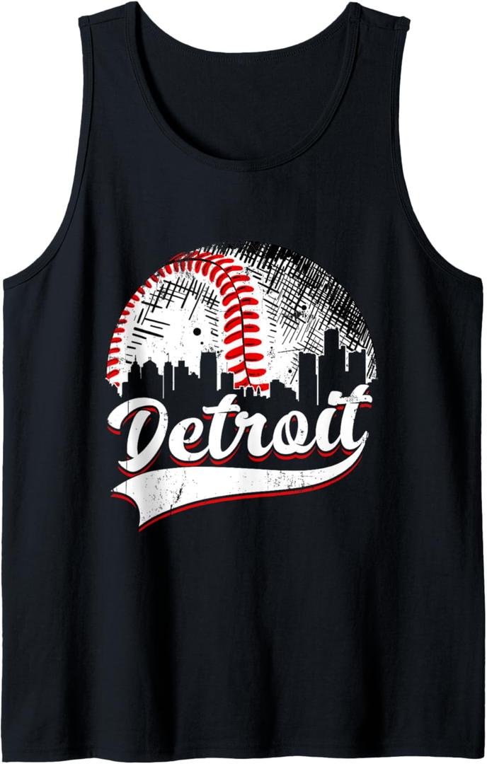 Vintage Detroit Baseball Lover Men Women Game Day Tank Top XL