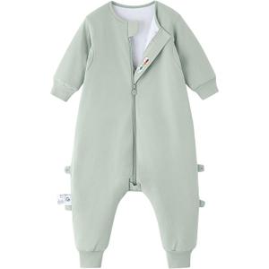 kaiya baby Unisex Toddler Sleep Sack with Feet, 2.5 Tog Baby Winter Sleep Sack Long Sleeve Gifts for Boys & Girls (3T-4T, Pea Green)