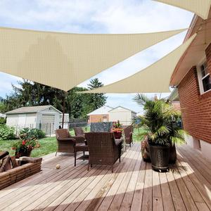 Patio Paradise 11' x 11' x 11' Sun Shade Sail Triangle Canopy Shade Cloth Fabric Sunlight Block Patio Pergola Cover HDPE Deck Awning for Outdoor Backyard Roof Shading, Beige