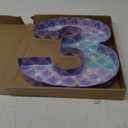 Mifoci 13.7''h Numbers 3 Mermaid Cardboard Box with Tail for Charcuterie Mermaid Birthday Party Decor 3rd Number Shaped Box Scale Fillable Paper Mache Tray for Party