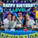 Video Inspired Game Birthday Backdrop Level 9 Happy 9th Birthday Party Banner Background 9th Boys Video Party Game Decorations Party Supplies 5×3ft
