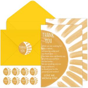 Harloon 50 Sets Here Comes The Son Thank You Cards with Envelopes Stickers Baby Shower Appreciation Gifts Cards for Guest