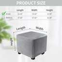Ottoman Covers Slipcover Square Ottoman Covers Protector for Footrest Foot Stool Furniture Stretch Comfortable Velvet with Elastic Bottom (Length & Width:13-18", Height:15-18", Light Grey)