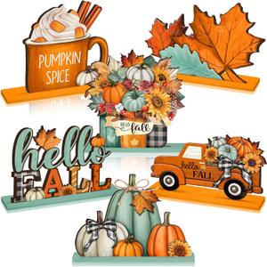 Yousoontic 6 Pcs Thanksgiving Table Decorations for Home Fall Signs Centerpieces Photo Props Thanksgiving Pumpkin Truck Tabletop Signs for Autumn Fall Harvest Party Decor